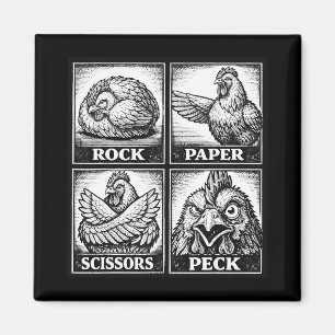 Funny Chicken Rock Paper Scissors Peck Chicken Lov Magnet