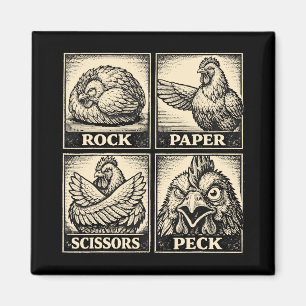 Funny Chicken Rock Paper Scissors Peck Chicken Lov Magnet