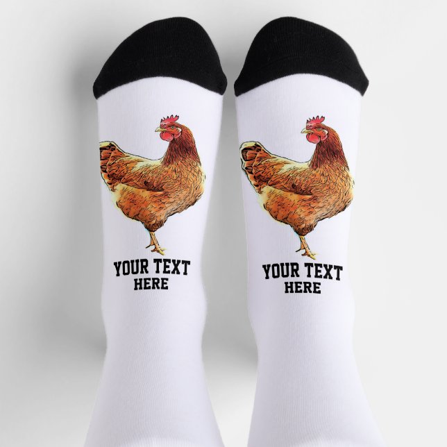Funny Chicken Rooster Farm Custom Message Socks (Top)