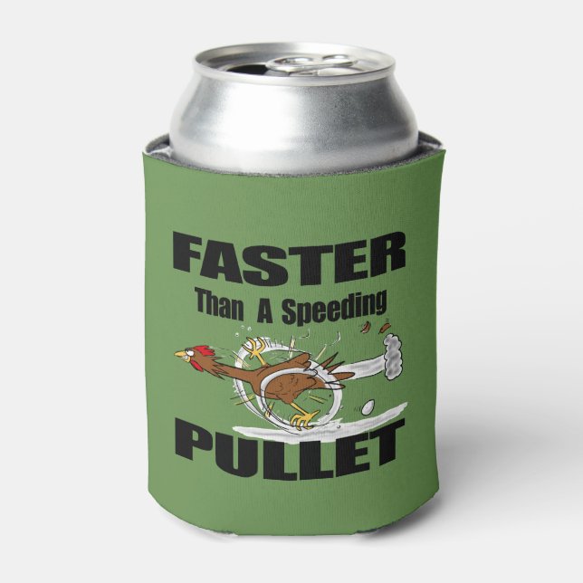 Funny chicken running cartoon can cooler (Can Front)