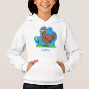 Funny chicken rustic whimsical cartoon