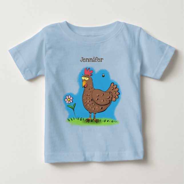 Funny chicken rustic whimsical cartoon baby T-Shirt (Front)