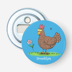 Funny chicken rustic whimsical cartoon bottle opener