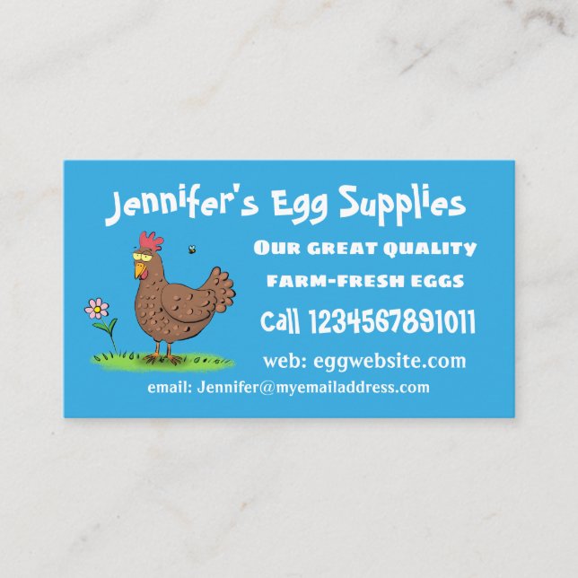 Funny chicken rustic whimsical cartoon business card (Front)