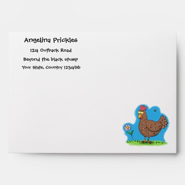 Funny chicken rustic whimsical cartoon envelope (Front)