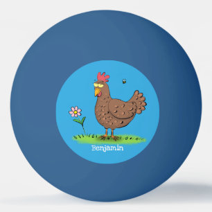 Funny chicken rustic whimsical cartoon ping pong ball