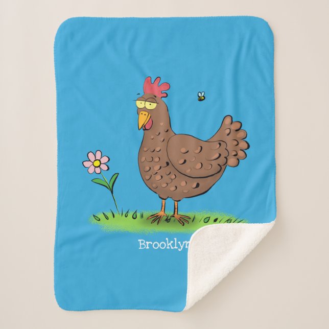 Funny chicken rustic whimsical cartoon sherpa blanket (Front)