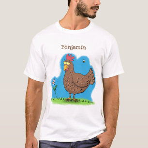 Funny chicken rustic whimsical cartoon T-Shirt