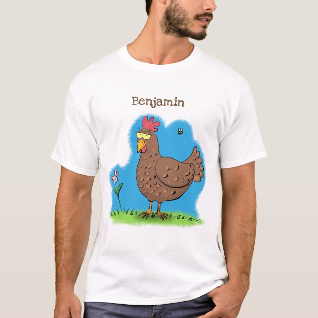 Funny chicken rustic whimsical cartoon T-Shirt (Front)