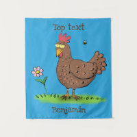 Funny chicken rustic whimsical cartoon