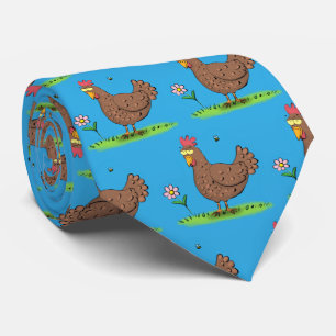 Funny chicken rustic whimsical cartoon tie
