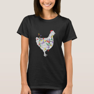 Funny Chicken Santa Hat Christmas Light Men Women T-Shirt