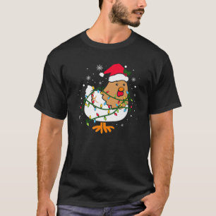 Funny Chicken Santa Merry Christmas Tree Lights Gr T-Shirt