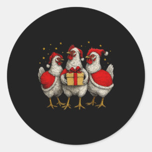 Funny Chicken Santa Xmas Tree Farm Merry Christmas Classic Round Sticker