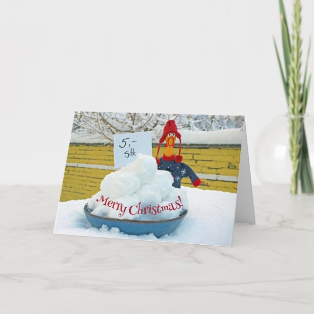 Funny Chicken Selling Snowballs Greeting Card! Thank You Card (Front)