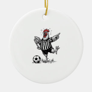 Funny Chicken Soccer Vintage Engraving Shirt_1 Ceramic Ornament