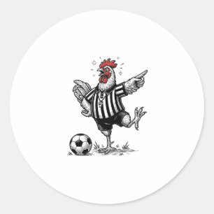 Funny Chicken Soccer Vintage Engraving Shirt_1 Classic Round Sticker