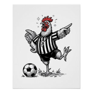 Funny Chicken Soccer Vintage Engraving Shirt_1 Poster