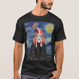 Funny Chicken Starring in the Starry Night T-Shirt