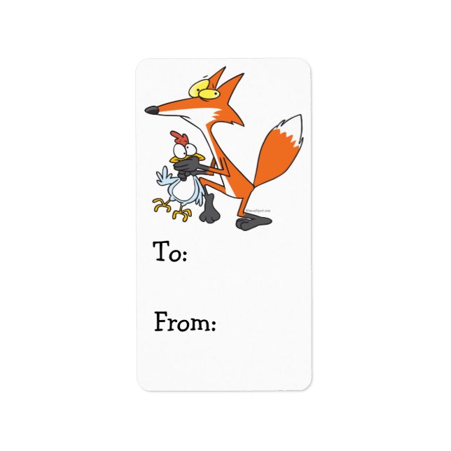 funny chicken stealing stealer fox label (Front)