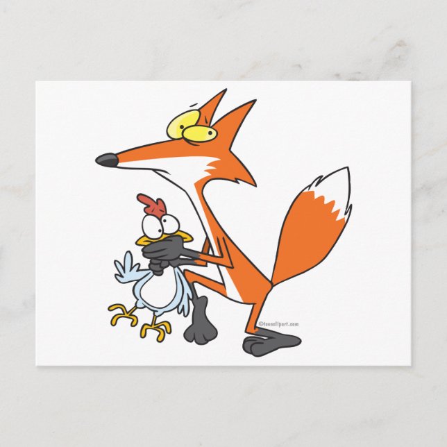 funny chicken stealing stealer fox postcard (Front)