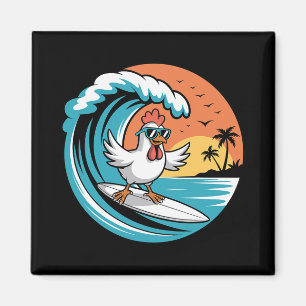 Funny Chicken Surfboard Beach Summer Surfing Roost Magnet