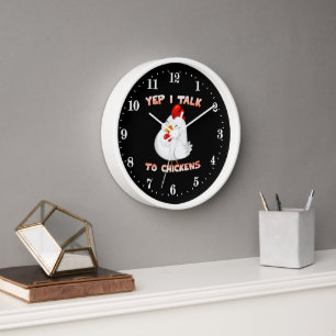 funny chicken talk word art clock