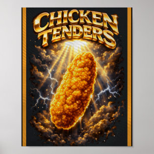 Funny Chicken Tenders Retro Graphic Vintage Gen Z Poster
