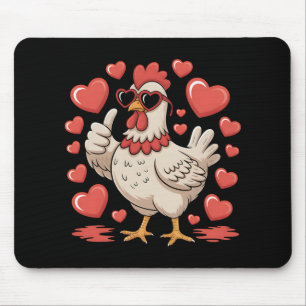 Funny Chicken Thumbs Up Love Hearts Cute Cartoon  Mouse Pad