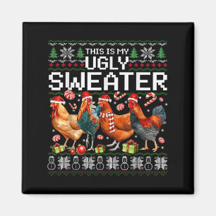 Funny Chicken Ugly Christmas Sweater Holiday Desig Magnet