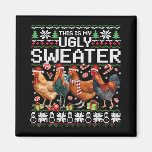 Funny Chicken Ugly Christmas Sweater Holiday Desig Magnet