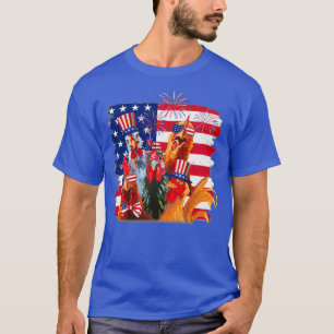 Funny Chicken Us Flag America   (2)  T-Shirt