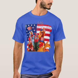 Funny Chicken Us Flag America   (2)  T-Shirt
