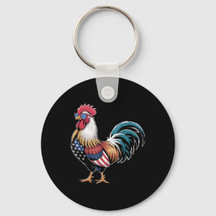 Funny Chicken Usa Flag Patriotic Chicken Lover 4th Key Ring