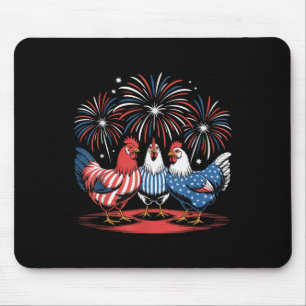 Funny Chicken Usa Flag Patriotic Chicken Lover 4th Mouse Pad