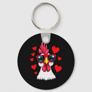 Funny Chicken Valentines Day Heart Chicken Couple  Key Ring