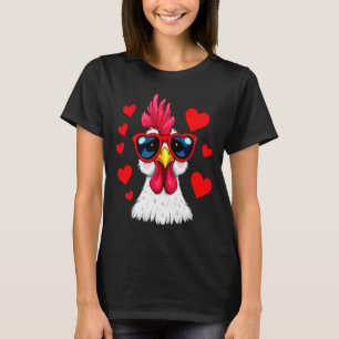Funny Chicken Valentines Day Heart Chicken Couple  T-Shirt
