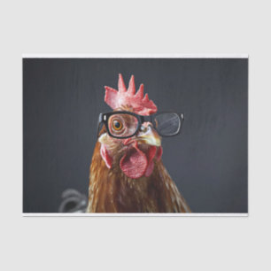 Funny Chicken Wearing Glasses Decoupage Tissue Paper