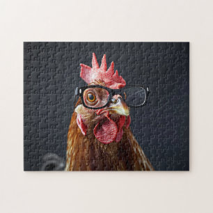 Funny Chicken Wearing Glasses Jigsaw Puzzle