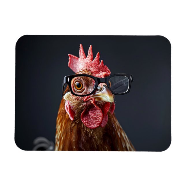 Funny Chicken Wearing Glasses Magnet (Horizontal)