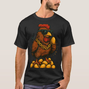 Funny Chicken With Bling And Golden Egg Humour Art T-Shirt