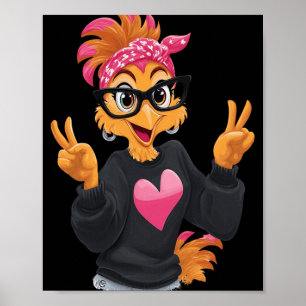 Funny Chicken With Gles Peace Sign Crazy Chicken L