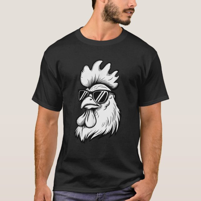 Funny Chicken With Sunglasses Chicken Farm Animals T-Shirt (Front)