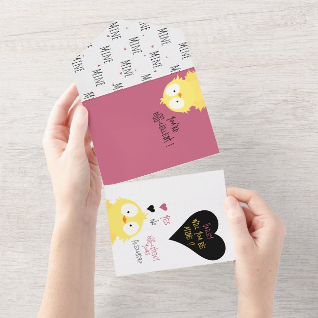 Funny Chicken You’re Eggcellent! Pun Proposal Card (Tearaway)