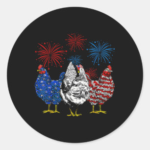 Funny Chickens American Flag Patriotic Farmer 4th Classic Round Sticker