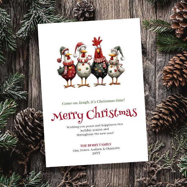 Funny Chickens Artistic Christmas Greeting Card (Funny Chickens Artistic Christmas Greeting Card)