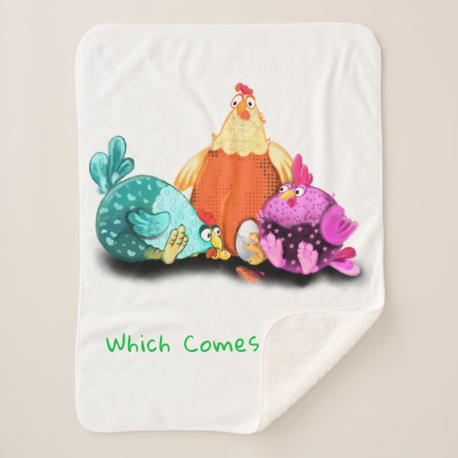 Funny Chickens Baby Sherpa Blanket (Front)