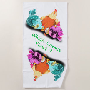 Funny Chickens Beach Towel - Custom Text