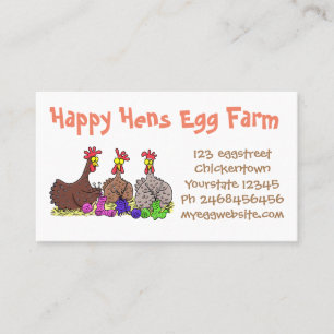 Funny chickens cartoon eggs for sale business card