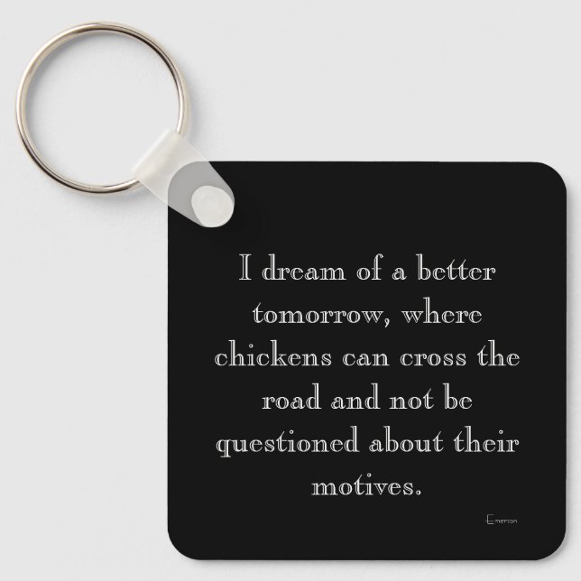 Funny Chickens Crossing Motive Magnet Key Ring (Front)